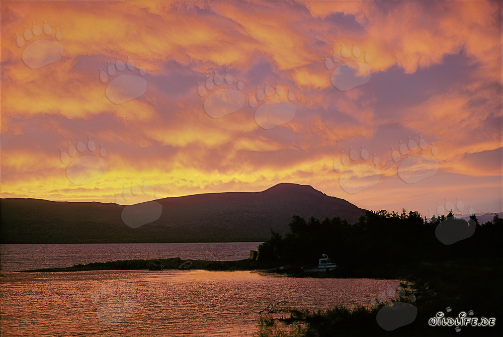 Ciel dramatique au-dessus du lac Naknek à Katmai, Alaska