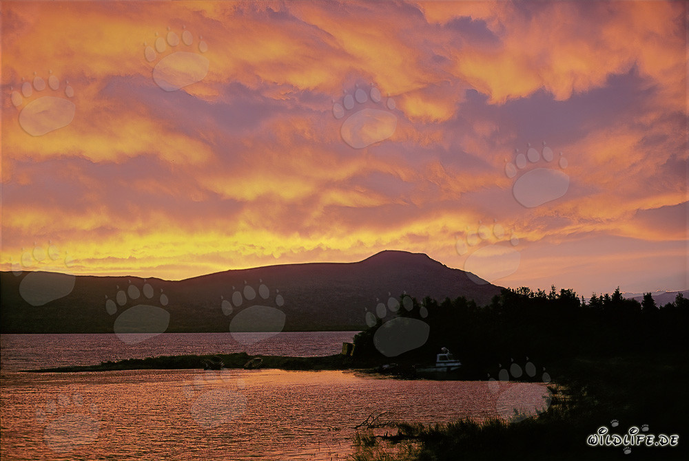 Dramatic sky over Naknek Lake in Katmai, Alaska
