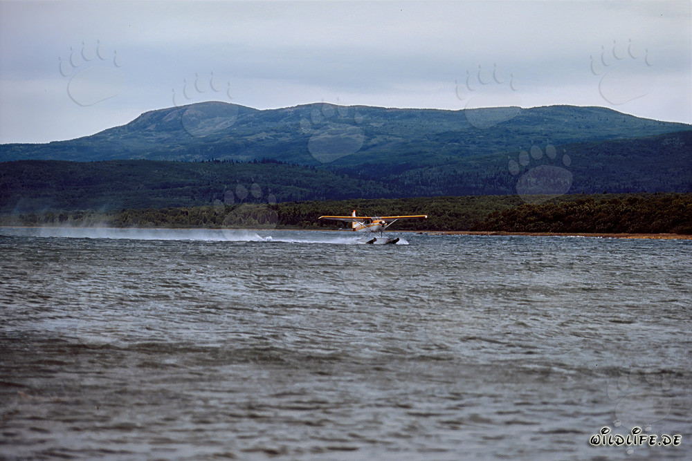 Ein Wasserflugzeug im abgelegenen Katmai Nationalpark in Alaska