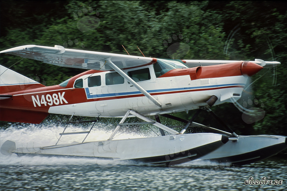 Majestic bush plane taking off in Alaska
