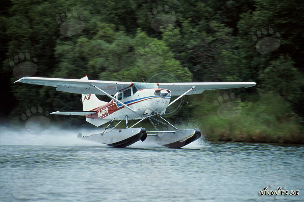 Majestic Bush Plane Taking Off into the Vast Alaskan Wilderness