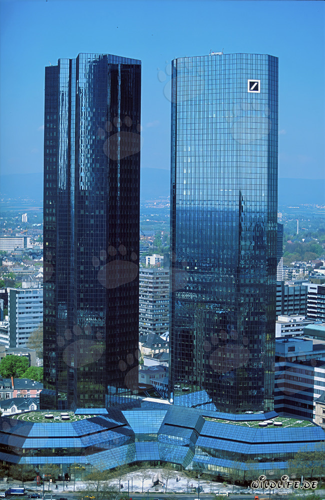 The impressive twin towers of Deutsche Bank in Frankfurt am Main
