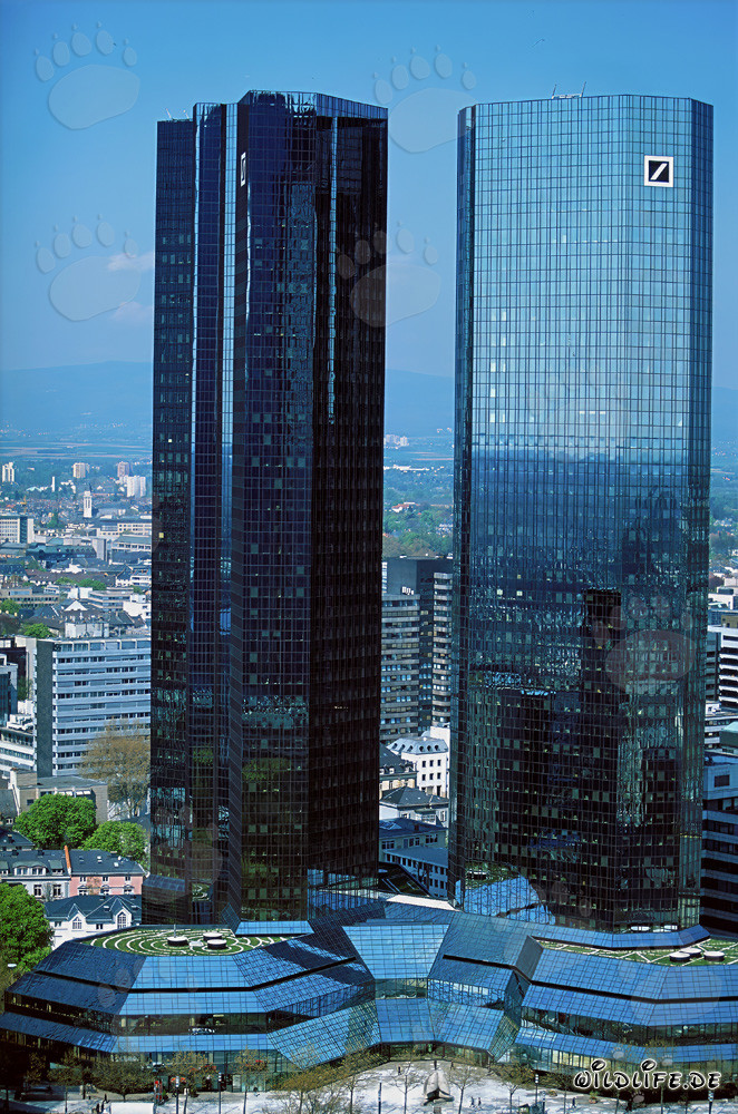Die imposanten Zwillingstürme der Deutschen Bank in Frankfurt