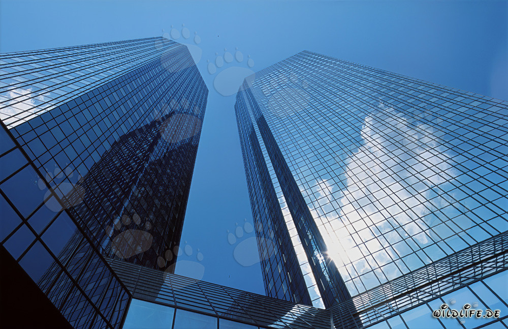 Torres gemelas imponentes de la Deutsche Bank en Frankfurt am Main