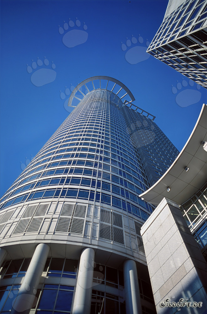 View of the impressive DZ-Bank skyscraper in Frankfurt