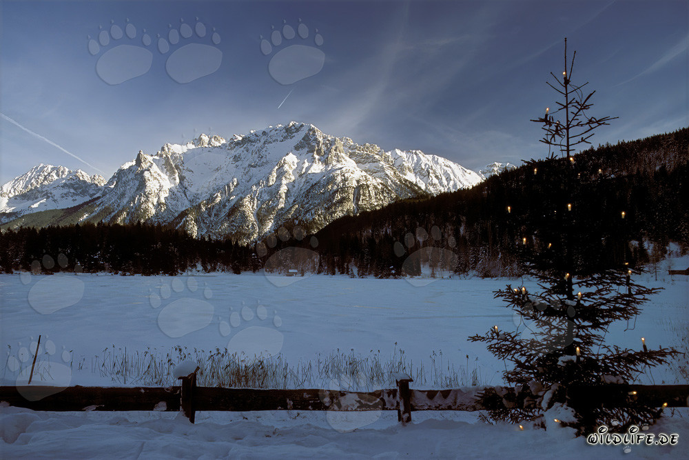 Festive Christmas Time at the Idyllic Lautersee in Mittenwald, Bavaria