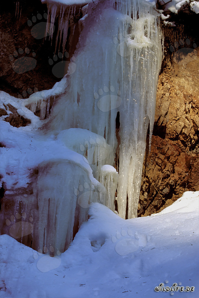 Maestosa cascata ghiacciata a Mittenwald, Baviera