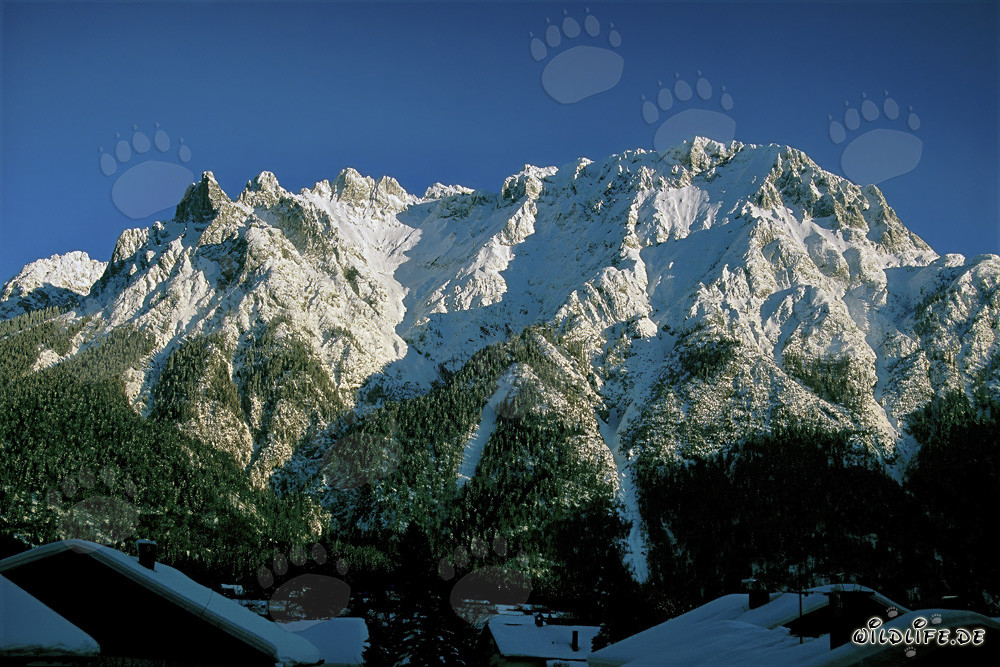 Winter landscape in the Karwendel Mountains before Mittenwald