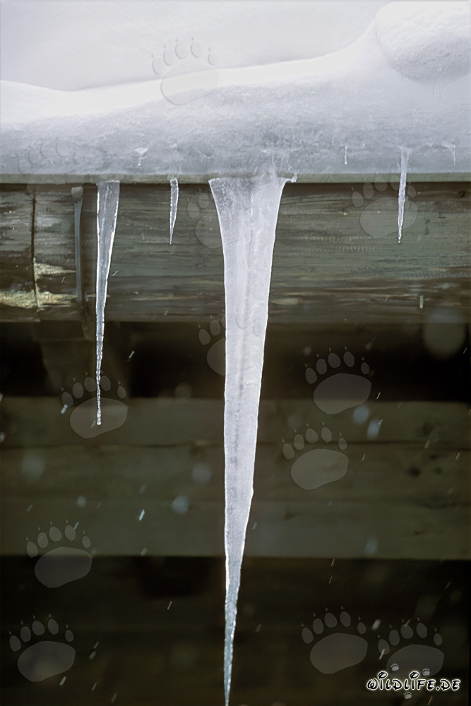 Affascinanti stalattiti nel paesaggio invernale di Mittenwald, Baviera