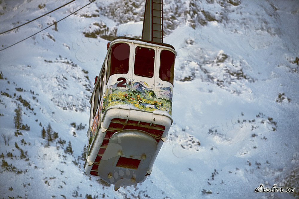 Fantastic view from the Karwendel cable car gondola in Mittenwald, Bavaria