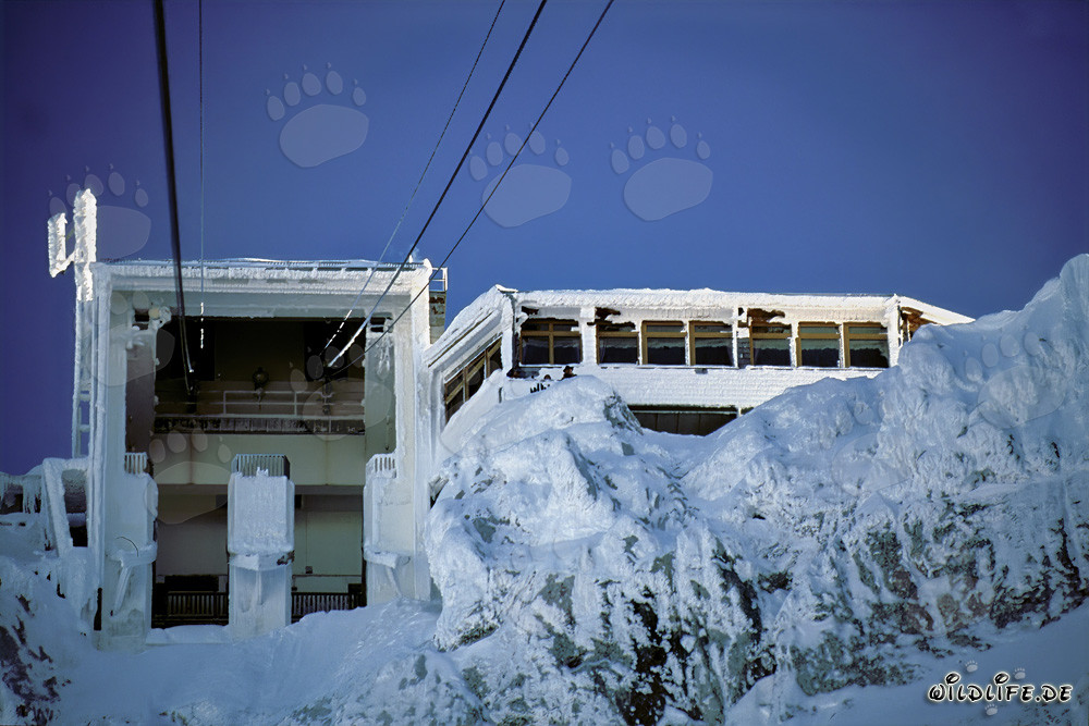 Llegada invernal a la estación superior del teleférico de Karwendel - Idilio en la nieve