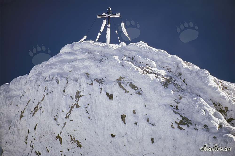 Majestuoso pico occidental del Karwendel en invierno