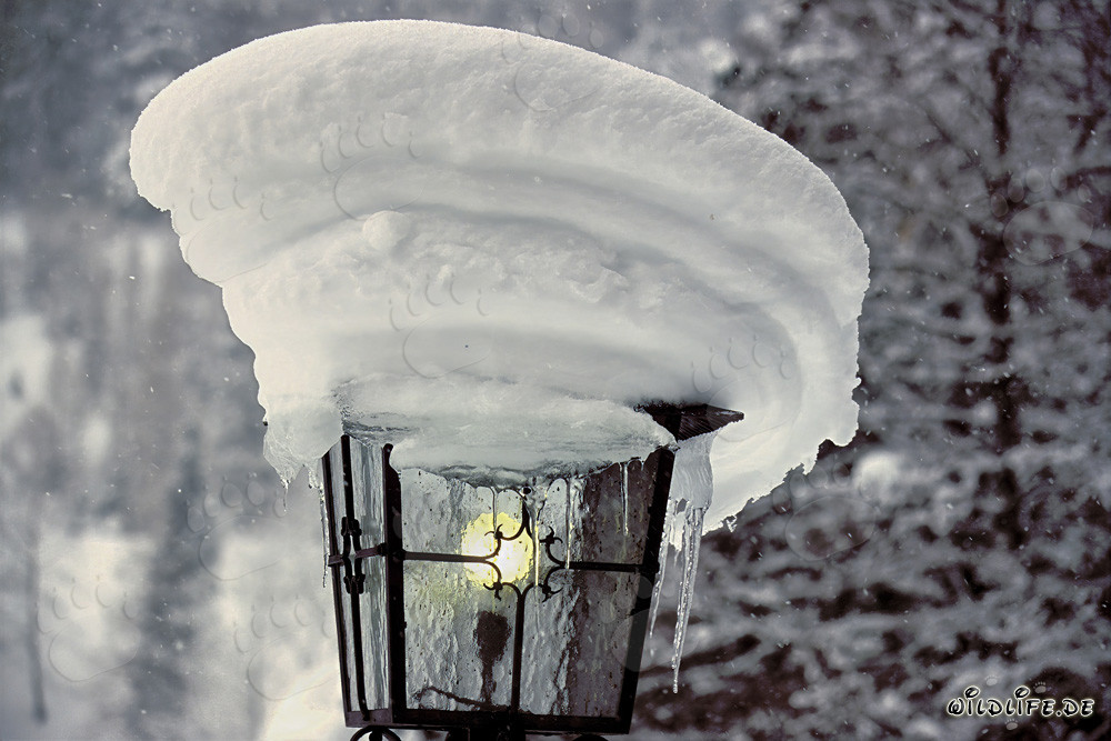 Ambiance hivernale romantique : Lampe enneigée à Mittenwald