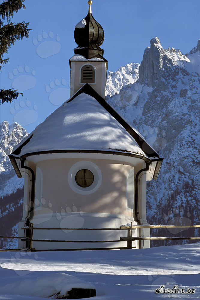 Romantic Christmas Chapel in the Bavarian Mountains