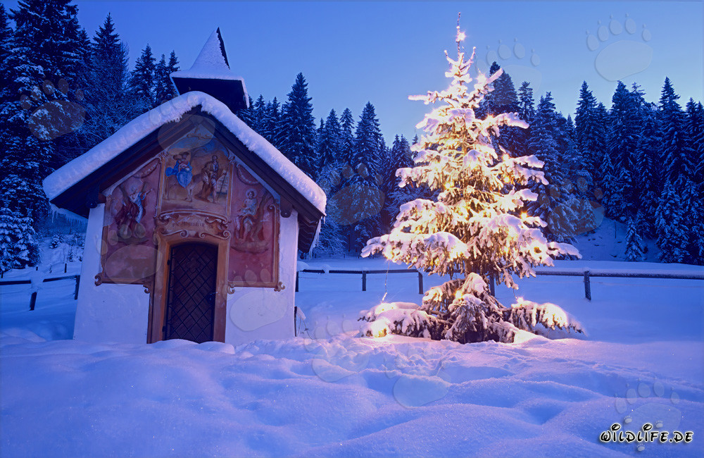 Ambiente navideño reflexivo en los Alpes bávaros