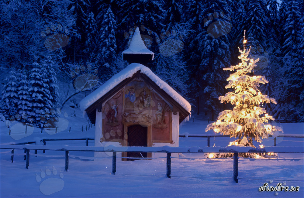Chapelle de Noël romantique dans les Alpes bavaroises