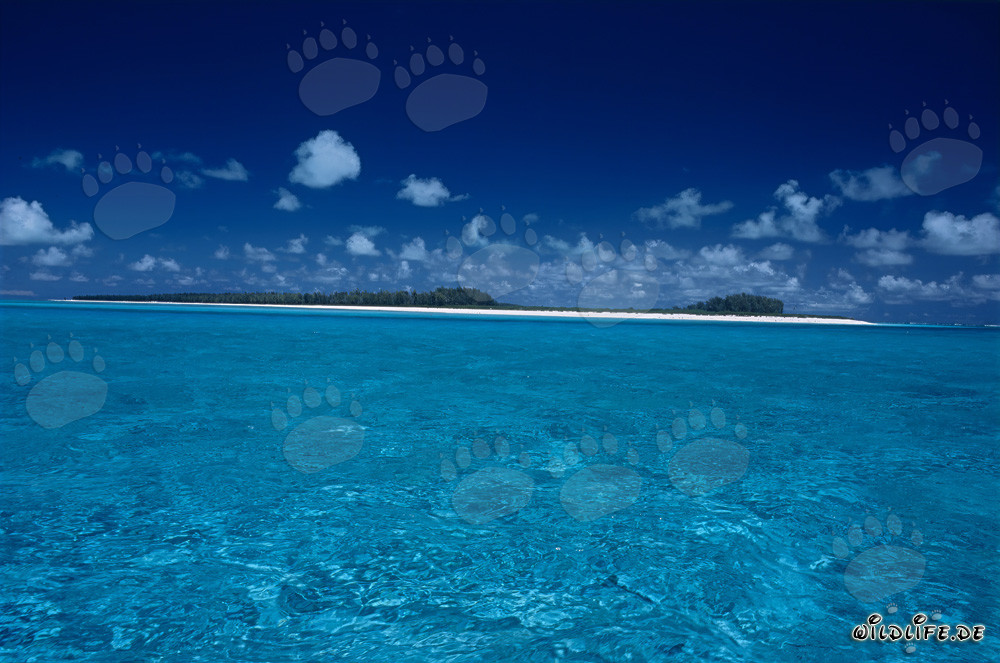 Romantic South Seas Island with Turquoise Lagoon and White Sandy Beach