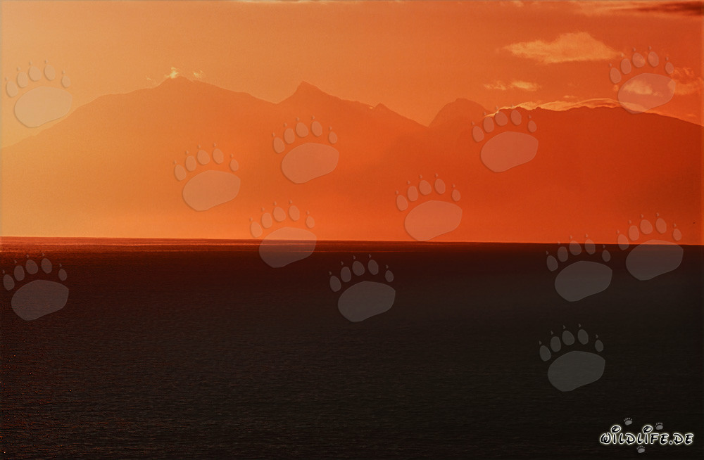 Fascinante puesta de sol sobre la bahía de Walker en Sudáfrica