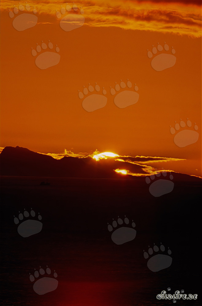 Romantico tramonto sul mare a Walker Bay, Sudafrica