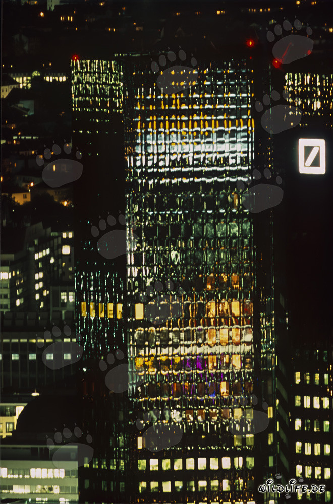 Colorata Deutsche Bank a Francoforte sul Meno di notte