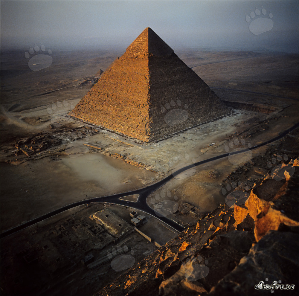 Mañana temprano en la pirámide de Kefrén en Giza