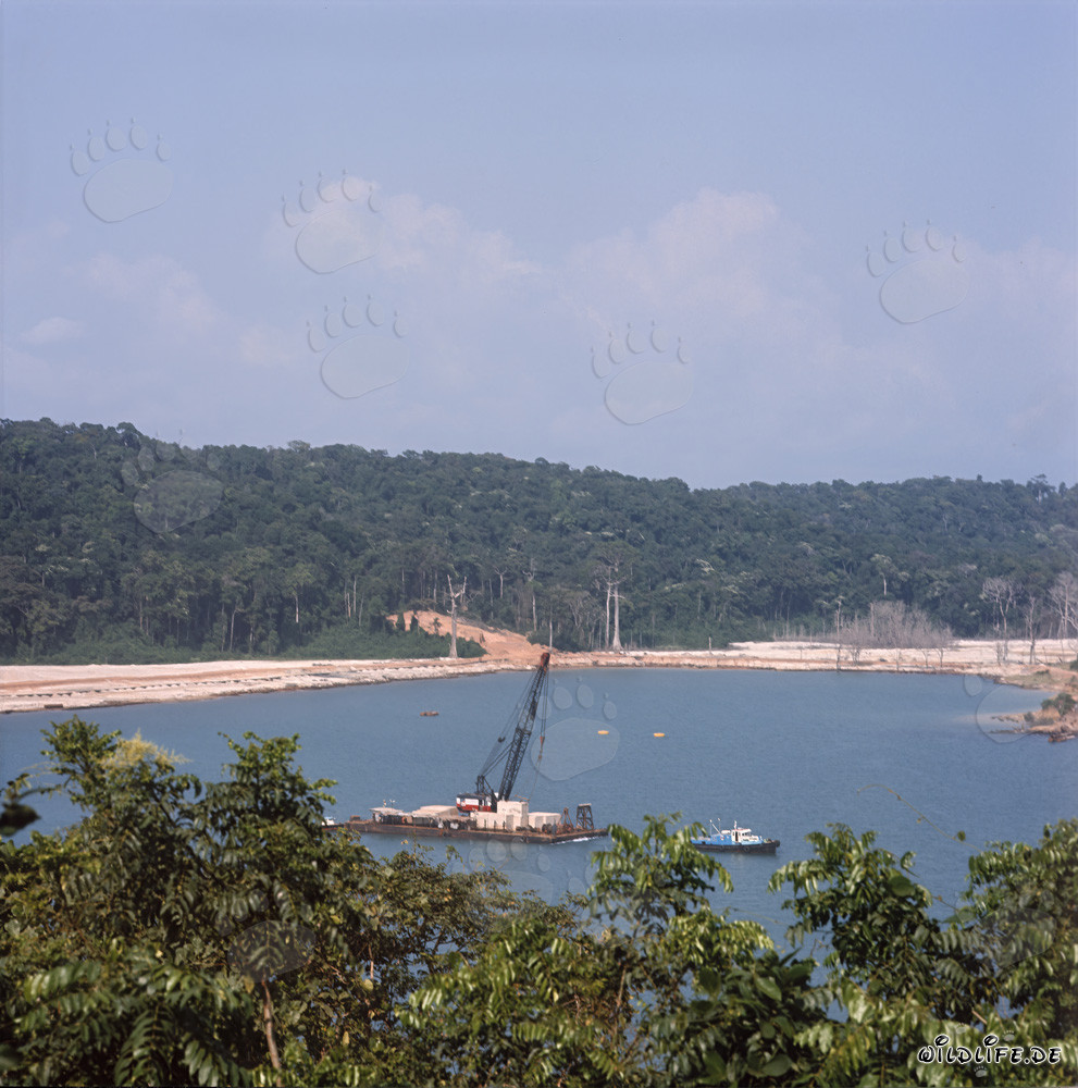 Construction of a massive block wall at San Pedro Harbour