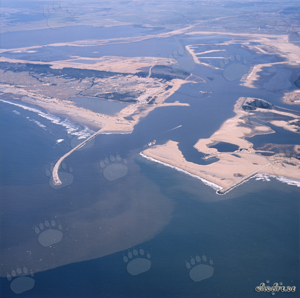 Veduta aerea dell'ampliamento del porto di Richards Bay con laguna in Sudafrica