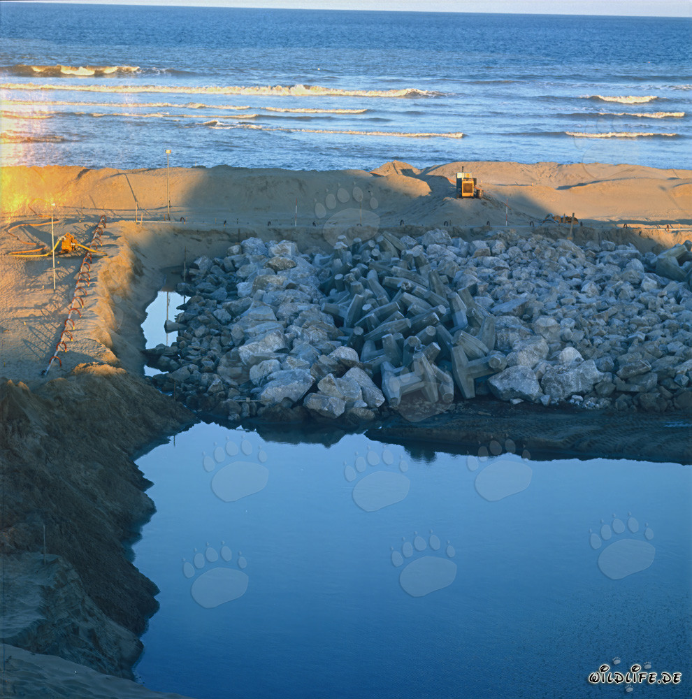 Beginn der Arbeiten am North Breakwater in Richards Bay, Südafrika