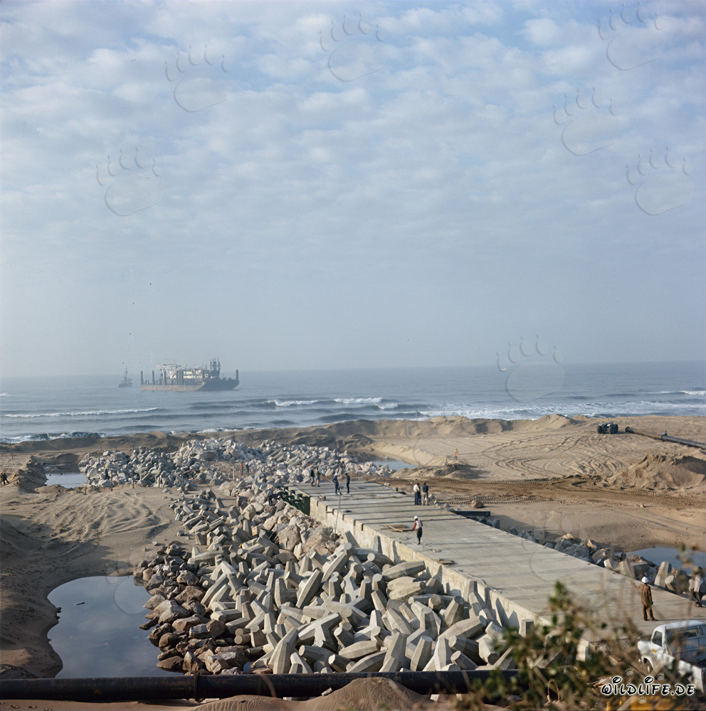 Couronne en béton sur la jetée Nord à Richards Bay, Afrique du Sud