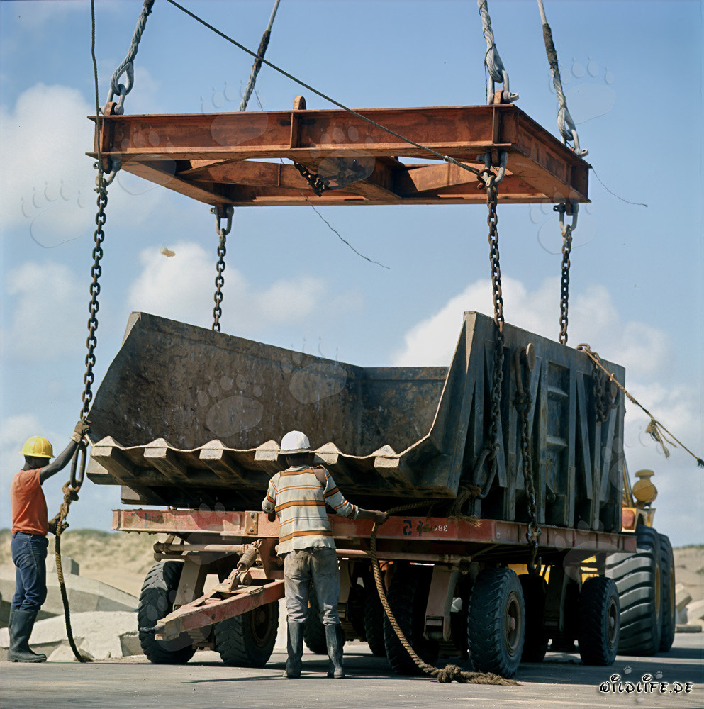 Construction de saut de pierre vide au North Breakwater à Richards Bay, Natal, Afrique du Sud