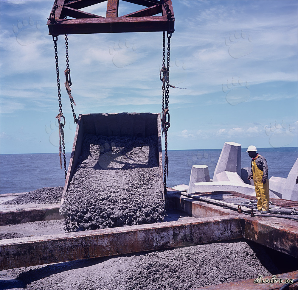 Travaux de bétonnage au North Breakwater à Richards Bay, Natal, Afrique du Sud