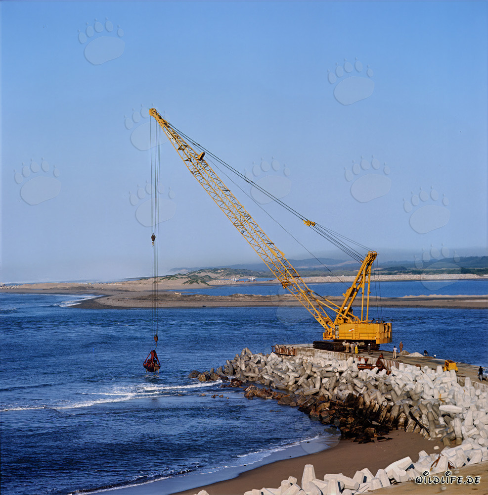 Excavation avec Manitowoc 4600 au North Headland dans le port de Richards Bay