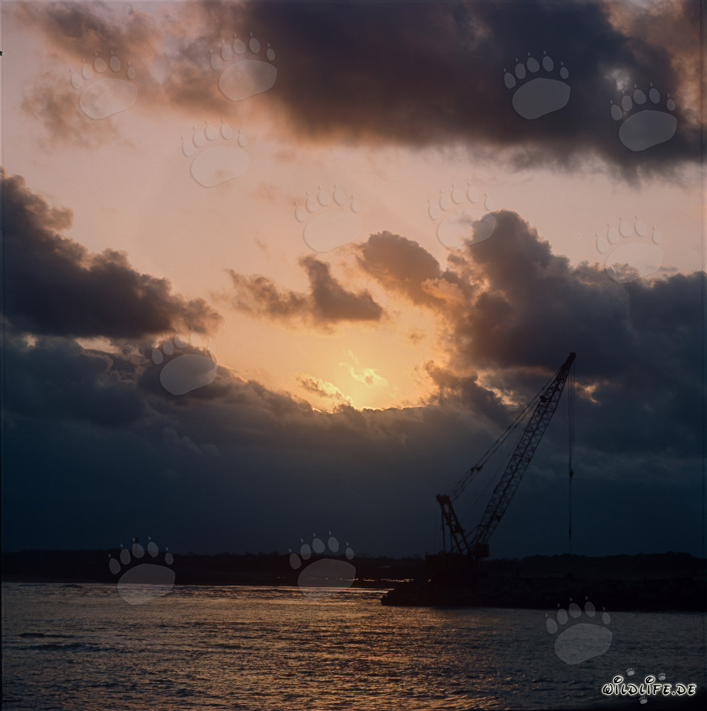 Dramatische Wolkenstimmung am North Breakwater in Richards Bay