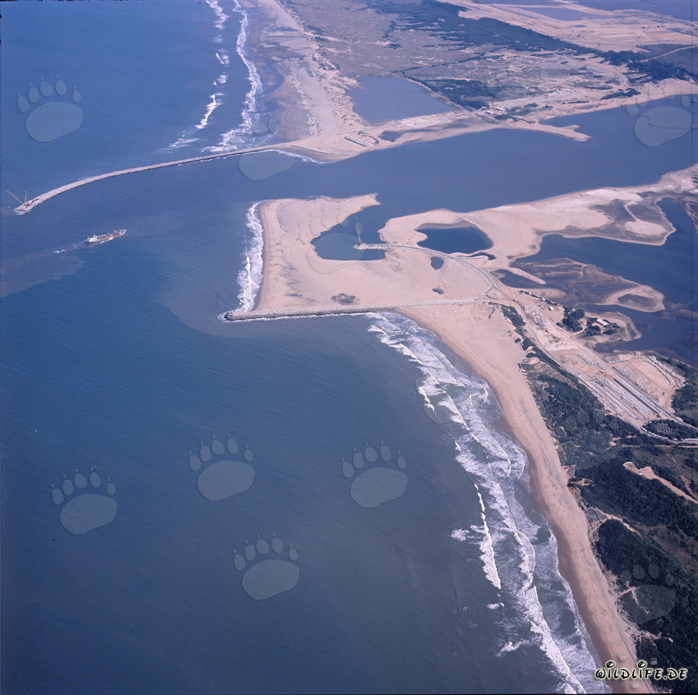 Veduta aerea dell'ampliamento del porto di Richards Bay, Sudafrica