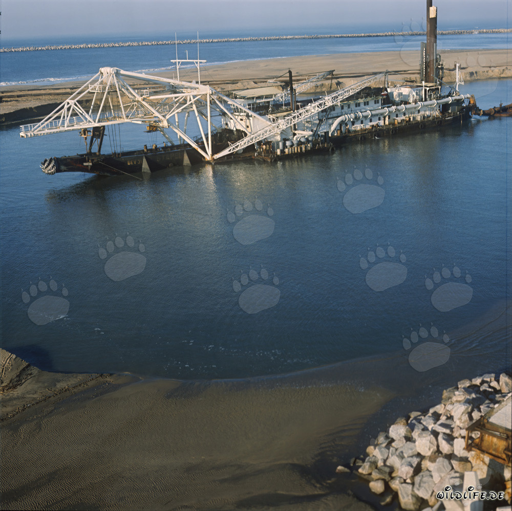Draga de succión con cabeza de corte Beverwijk 31 en el puerto de Richards Bay, Sudáfrica