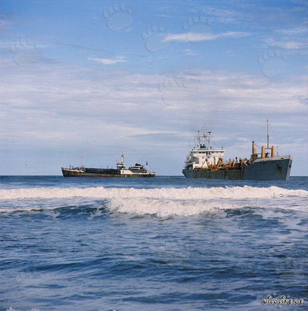 Dragueur à benne traînante GEOPOTES X et HENDRIK ZANEN dans le port de Richards Bay en Afrique du Sud