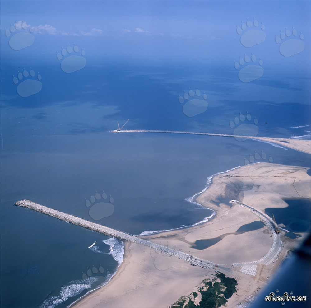 North Breakwater, North Headland et South Breakwater à Richards Bay, Natal, Afrique du Sud