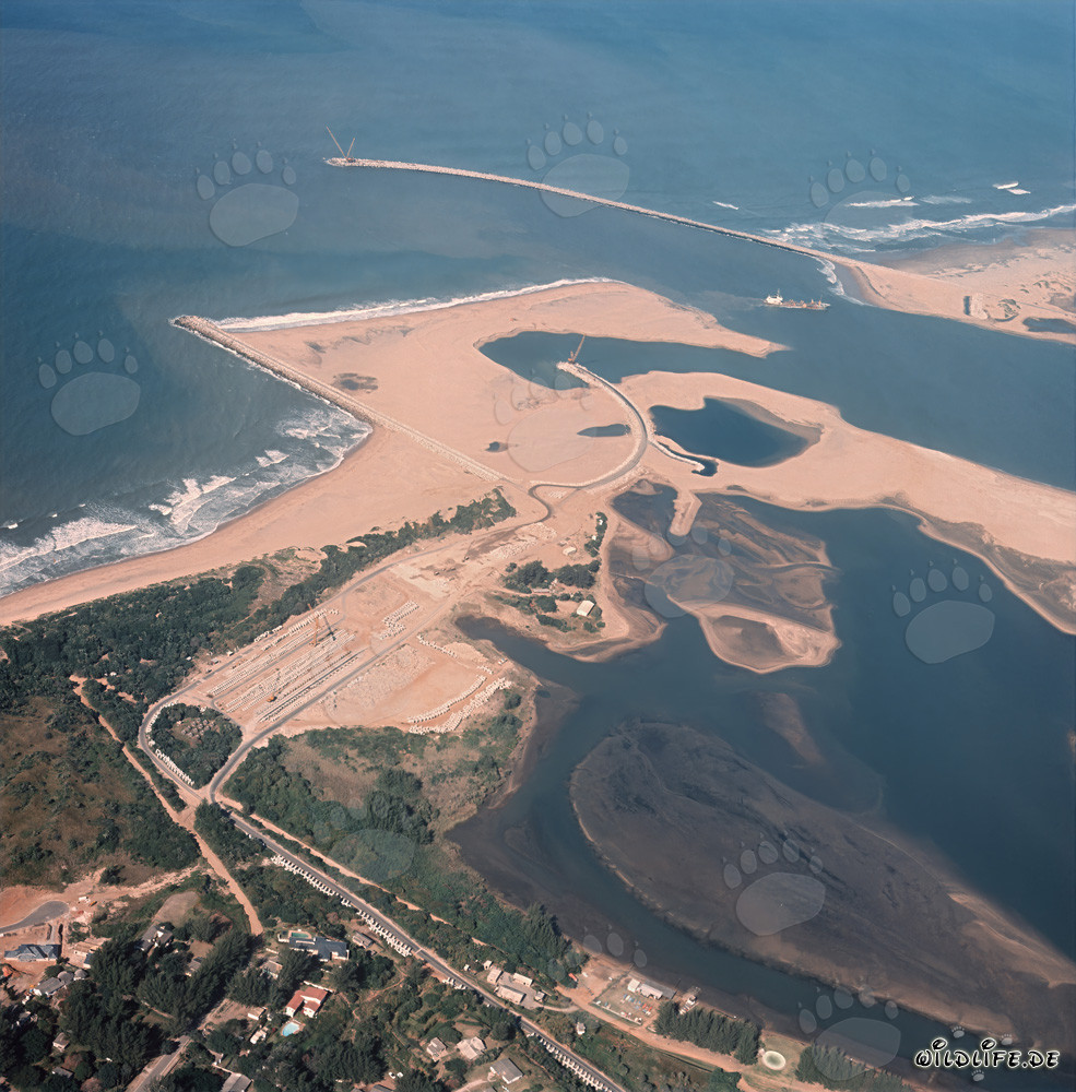 Vue aérienne de l'extension du port de Richards Bay en Afrique du Sud