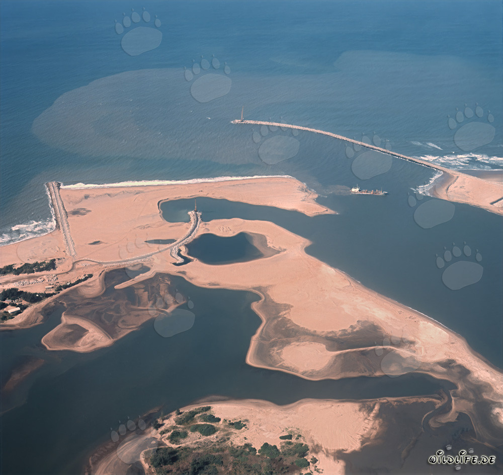 Aerial photograph of the harbour construction in Richards Bay, Natal, South Africa