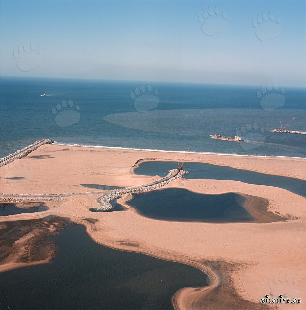 Prise de vue aérienne de l'expansion du port de Richards Bay, Natal, Afrique du Sud