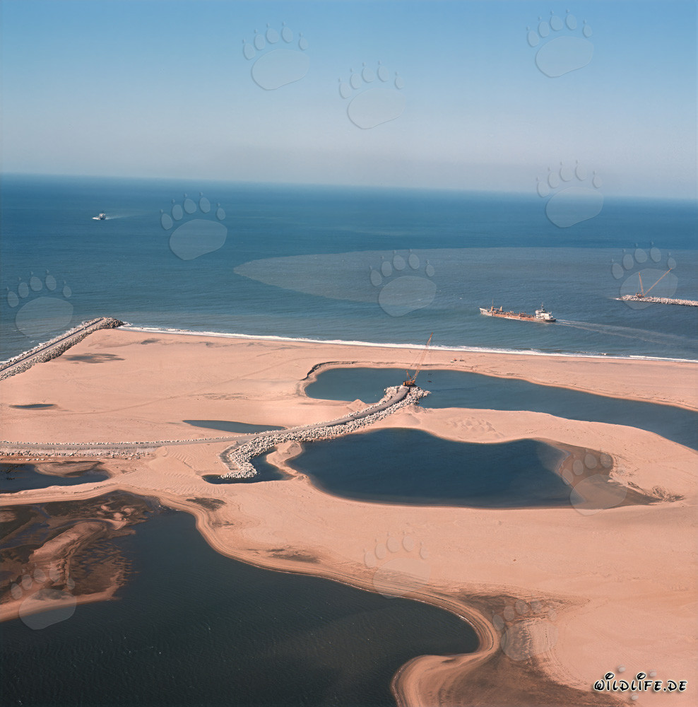 Veduta aerea dell'espansione del porto di Richards Bay, Natal, Sudafrica