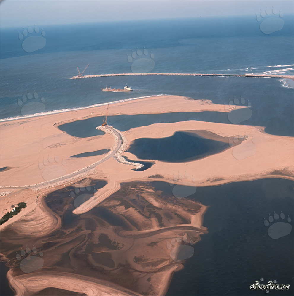 Photographie aérienne de l'extension du port de Richards Bay, Natal, Afrique du Sud