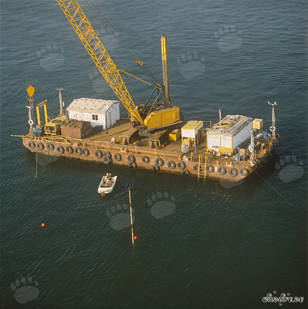Preparation of the concrete block Foundation with Crane Barge