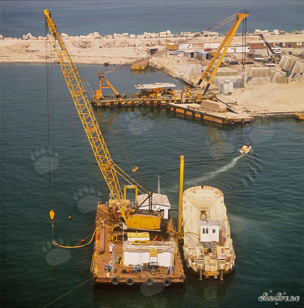 Crane barge with airlift activities in Ras el Tin Harbor, Alexandria, Egypt