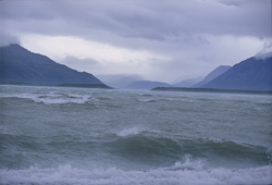 Storm on the Naknek Lake in Alaska: Wilderness, Waves, and Brown Bears