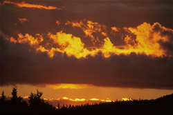 Spectacular sunset over Naknek Lake in Katmai, Alaska
