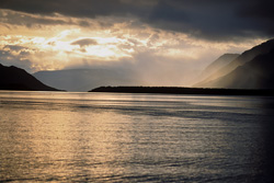 Photography of a picturesque rain atmosphere at Naknek Lake in Alaska