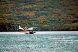 Experience pure adventure with a bush plane above Brooks River in Alaska