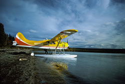 Floatplane at Brooks River in Alaska - the connection to remote locations