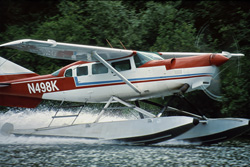 Majestic bush plane taking off in remote areas of Alaska